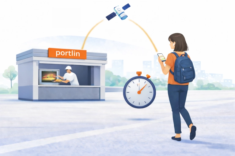 Step 2 - Illustration of a person walking to the pickup location while being tracked